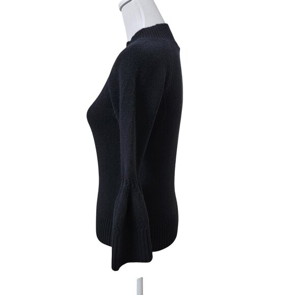 Carolina Herrera Size XS Black Wool/Cashmere Blend Bell Sleeve Sweater, EUC - Picture 4 of 13